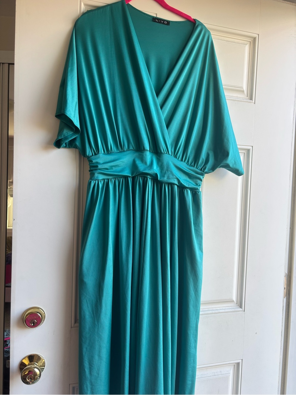 Teal Wrap-Front Maxi Dress